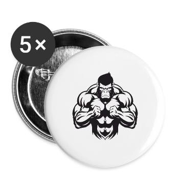 Gorilla Bodybuilding - Buttons groß 56 mm (5er Pack) - Weiß - Vorne