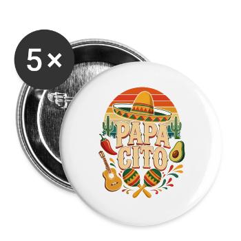 Papa Cito Fiesta Picture - Buttons large 2.2''/56 mm (5-pack) - white - Front