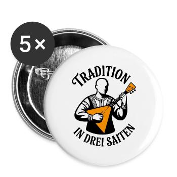 Balalaika - Tradition in Three Strings Folk Music - Buttons large 2.2''/56 mm (5-pack) - white - Front