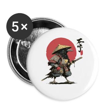 Krähen-Samurai: Roter Sonnenkrieger - Buttons groß 56 mm (5er Pack) - Weiß - Vorne