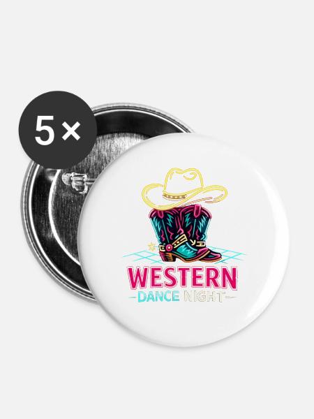 Western Dance Night - Buttons groß 56 mm (5er Pack) - Weiß