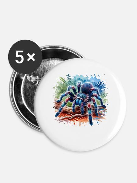 Gooty Saphir Tarantel Geschenk - Buttons groß 56 mm (5er Pack) - Weiß