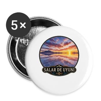 Uyuni-Salzsee Sonnenuntergang Emblem - Buttons groß 56 mm (5er Pack) - Weiß - Vorne