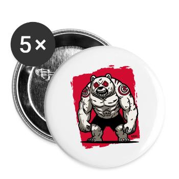 Crimson-Eyed Dire Bear - Buttons large 2.2''/56 mm (5-pack) - white - Front