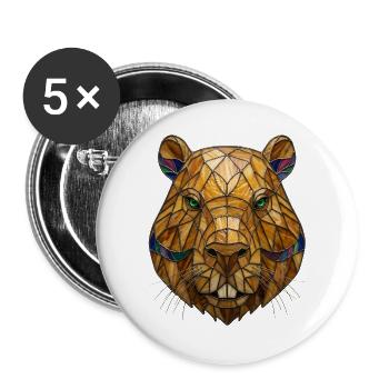 Vitraux Capybara Portrait en mosaïque - Lot de 5 grands badges (56 mm) - blanc - Devant