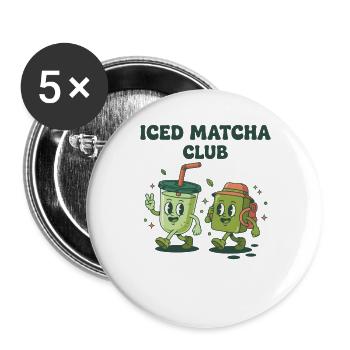 Eiskaffer-Matcha-Club Grüner Tee Matcha-Liebhaber Lustig - Buttons groß 56 mm (5er Pack) - Weiß - Vorne