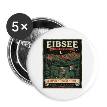 Eibsee Heimat - Buttons groß 56 mm (5er Pack) - Weiß - Vorne