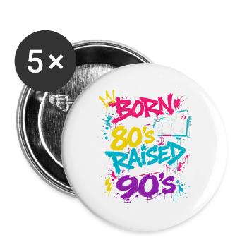 80er Boombox Neon Graffiti - Buttons groß 56 mm (5er Pack) - Weiß - Vorne