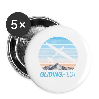 Pilote planant Segelfliegen Vintage Design - Lot de 5 grands badges (56 mm) - blanc - Devant