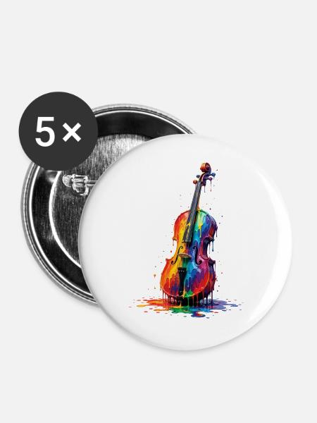 Bratsche mit tropfender Farbe - Buttons groß 56 mm (5er Pack) - Weiß