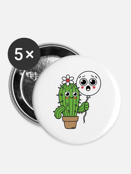 Cactus Buddy und Balloon Ghost - Buttons groß 56 mm (5er Pack) - Weiß