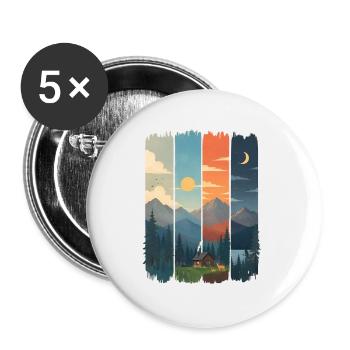 Horizons in four mountain panels - Buttons large 2.2''/56 mm (5-pack) - white - Front
