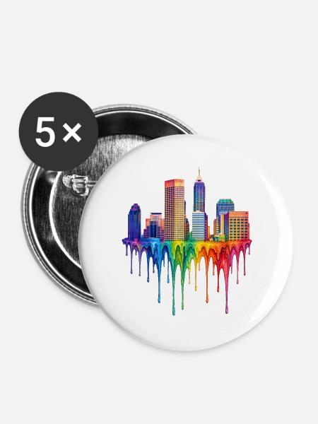 Indianapolis Indiana Tropfende Farbe - Buttons groß 56 mm (5er Pack) - Weiß