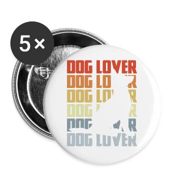 Vintage Hundebesitzer - Buttons groß 56 mm (5er Pack) - Weiß - Vorne