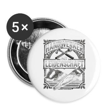 Handwerker Leidenschaft Qualität Tradition - Buttons groß 56 mm (5er Pack) - Weiß - Vorne