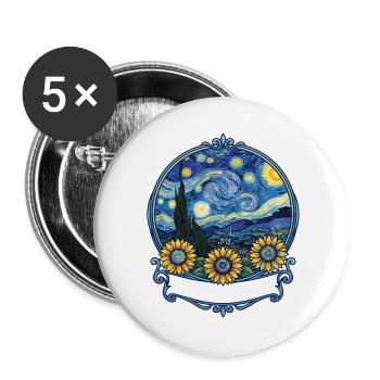 Let it Gogh Funny Vincent Van Gogh Starry Night - Buttons large 2.2''/56 mm (5-pack) - white - Front