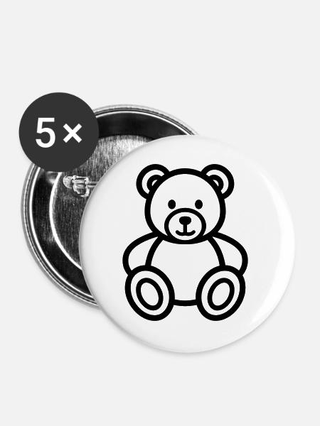 Bär - Buttons groß 56 mm (5er Pack) - Weiß