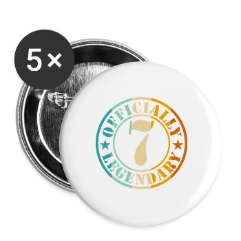 7e anniversaire garçon fille Légende officielle 7 - Lot de 5 grands badges (56 mm) - blanc - Devant