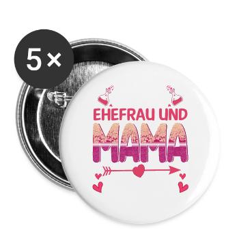 Beste Ehefrau Und Mama Der Welt - Buttons groß 56 mm (5er Pack) - Weiß - Vorne