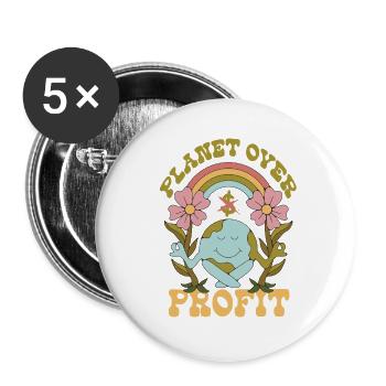 Écologie Écologiste : La planète avant le profit - Lot de 5 grands badges (56 mm) - blanc - Devant