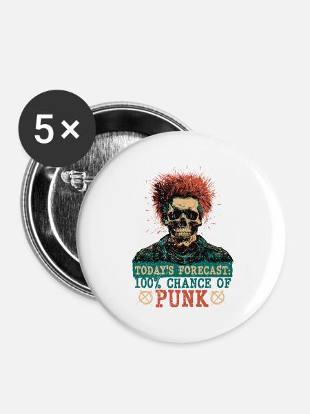 Punk For A Day - Buttons groß 56 mm (5er Pack) - Weiß