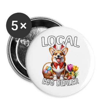 Local Egg Dealer Corgi - Buttons large 2.2''/56 mm (5-pack) - white - Front