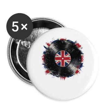 British Vinyl Flag - Buttons large 2.2''/56 mm (5-pack) - white - Front