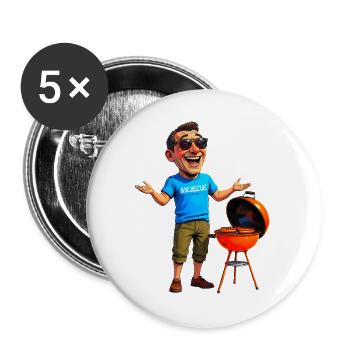 Invitation au barbecue - Lot de 5 grands badges (56 mm) - blanc - Devant