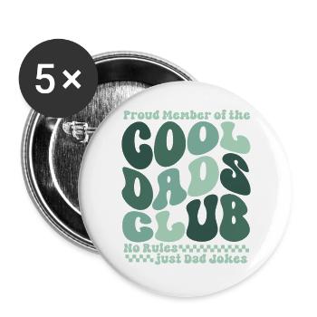Cool Dads Club - Papa Vatertag Geschenk - Buttons groß 56 mm (5er Pack) - Weiß - Vorne