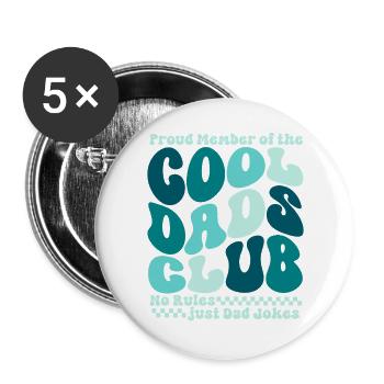 Cool Dads Club - Dad Father's Day Gift - Buttons large 2.2''/56 mm (5-pack) - white - Front
