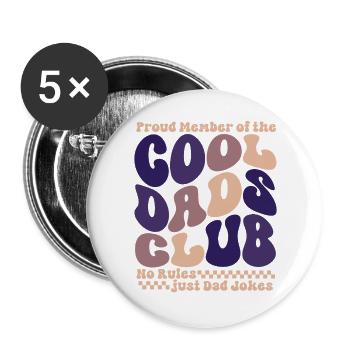 Cool Dads Club - Dad Father's Day Gift - Buttons large 2.2''/56 mm (5-pack) - white - Front