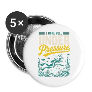 Chemise de plongeur sous pression - Lot de 5 grands badges (56 mm) - blanc - Devant