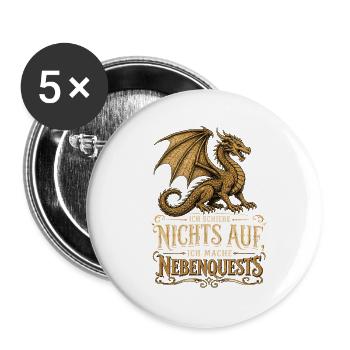 T-shirt Dragon Gamer des Quêtes secondaires - Lot de 5 grands badges (56 mm) - blanc - Devant