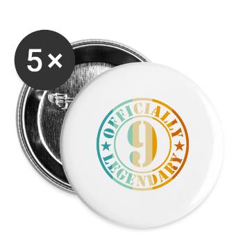 9th Birthday Boy Girl Official Legend 9 - Buttons large 2.2''/56 mm (5-pack) - white - Front