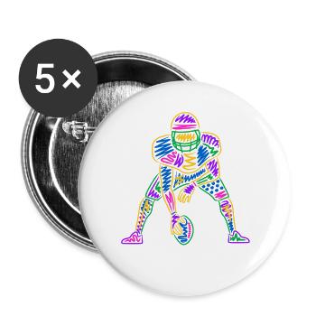 American Football Kinder Jungen bunt Football - Buttons groß 56 mm (5er Pack) - Weiß - Vorne