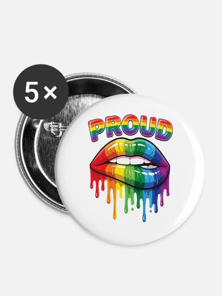 Pride Month LGBT – Stolz! - Buttons groß 56 mm (5er Pack) - Weiß