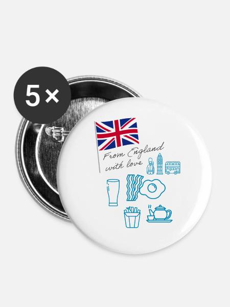 EXANGLIA (Blau + Grauer Text) - Buttons groß 56 mm (5er Pack) - Weiß