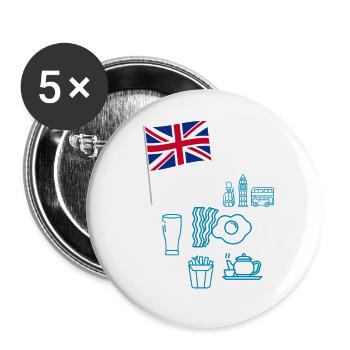 EXANGLIA (Blue + White Text) - Buttons large 2.2''/56 mm (5-pack) - white - Front