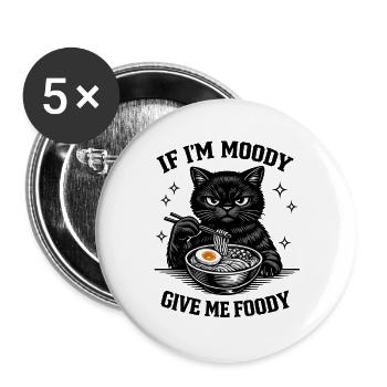Illustration atmosphérique de ramen de chat affamée - Lot de 5 grands badges (56 mm) - blanc - Devant