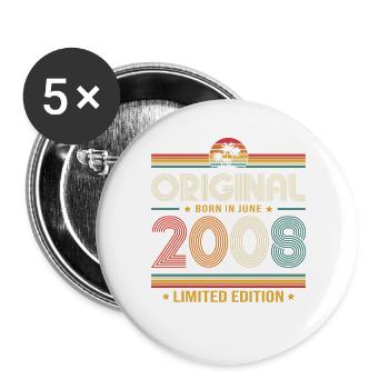 18th Birthday Gift Vintage June Vintage 2008 - Buttons large 2.2''/56 mm (5-pack) - white - Front