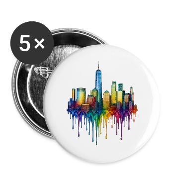 New York City New York Dripping Art - Buttons large 2.2''/56 mm (5-pack) - white - Front