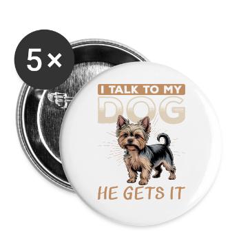 Yorkshire Terrier Yorkie Dog Breed - Buttons large 2.2''/56 mm (5-pack) - white - Front