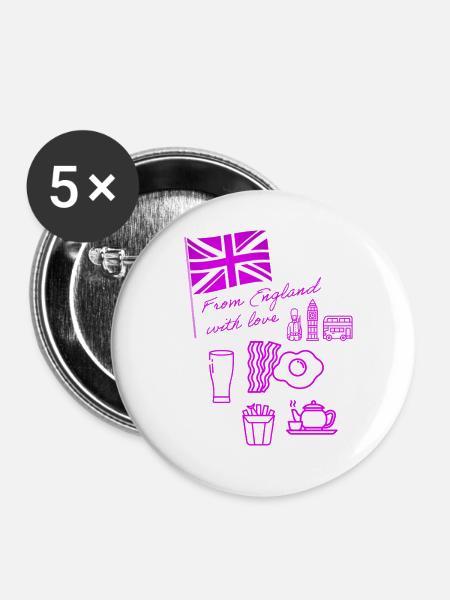 EXANGLIA (Lila) - Buttons groß 56 mm (5er Pack) - Weiß