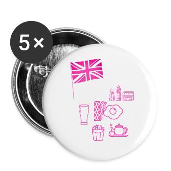 EXANGLIA (Pink + White Text) - Buttons large 2.2''/56 mm (5-pack) - white - Front