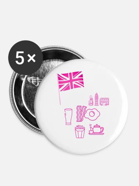 EXANGLIA (Pink + Weißer Text) - Buttons groß 56 mm (5er Pack) - Weiß