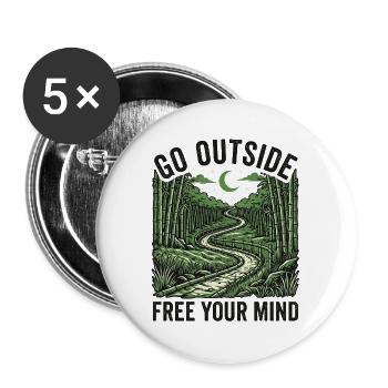 Go Outside Free Your Mind - Buttons large 2.2''/56 mm (5-pack) - white - Front