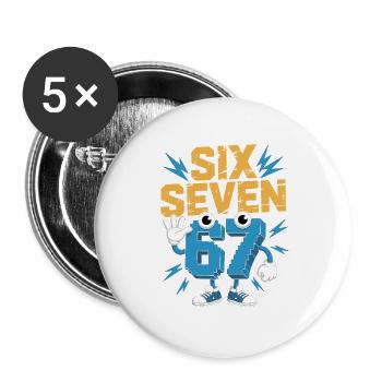 Number Hero 67 in Comic Style - Buttons large 2.2''/56 mm (5-pack) - white - Front
