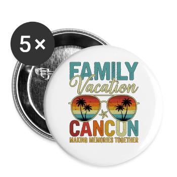 Vacances en famille Cancún - Lot de 5 grands badges (56 mm) - blanc - Devant