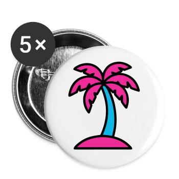Neon Palme 90er Vaporwave - Buttons groß 56 mm (5er Pack) - Weiß - Vorne