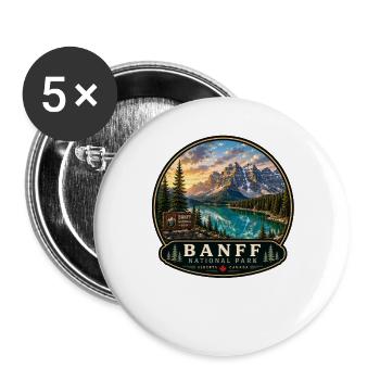 Banff National Park Vacation Camping Hiking Nature - Buttons large 2.2''/56 mm (5-pack) - white - Front
